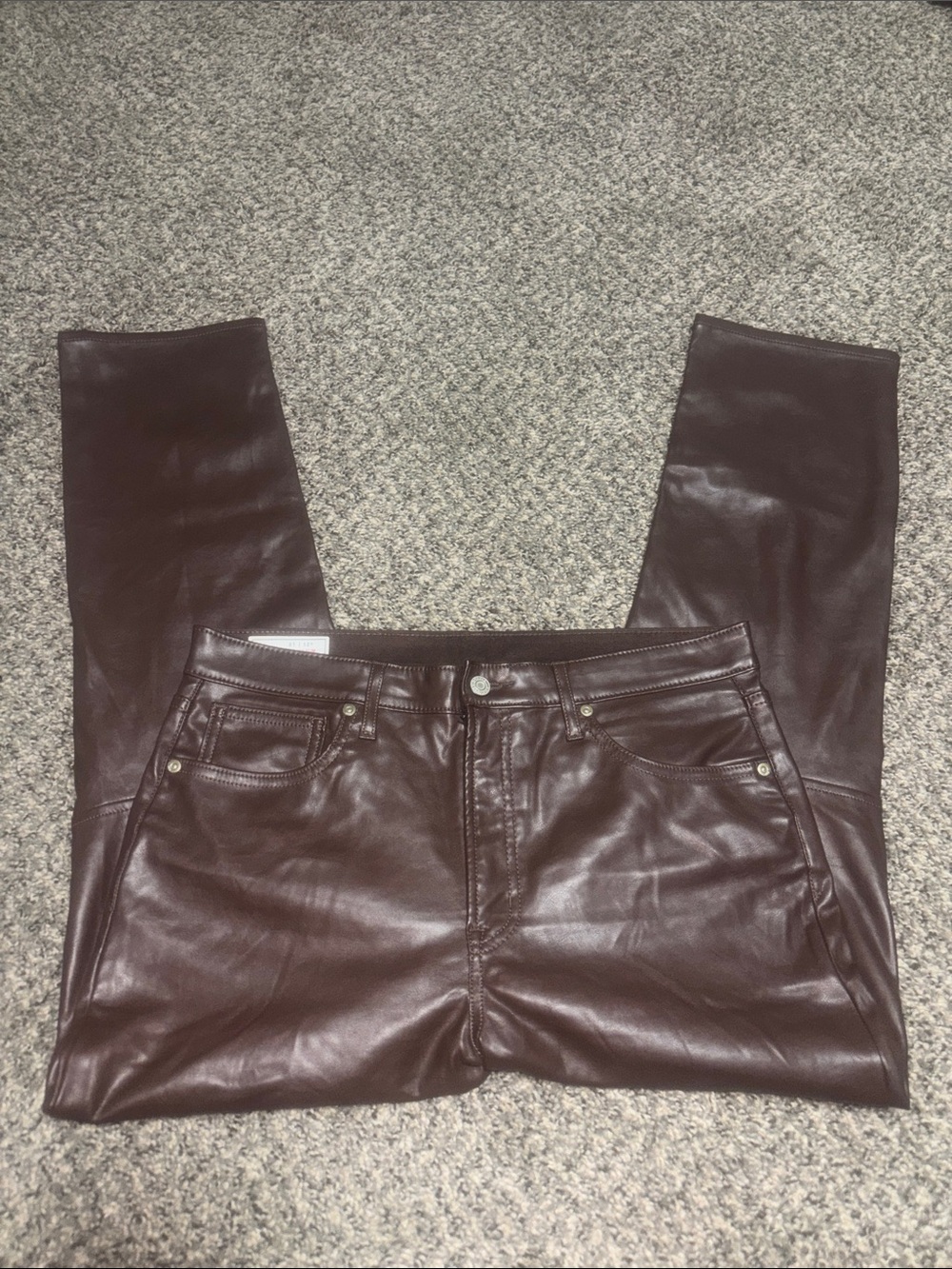 GAP Women’s Vintage Slim High Rise Leather Jeans in Dark Brown